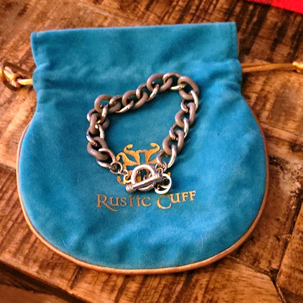 💍Rustic Cuff Clasp Bracelet - grey and silver braid pattern. NWOT
